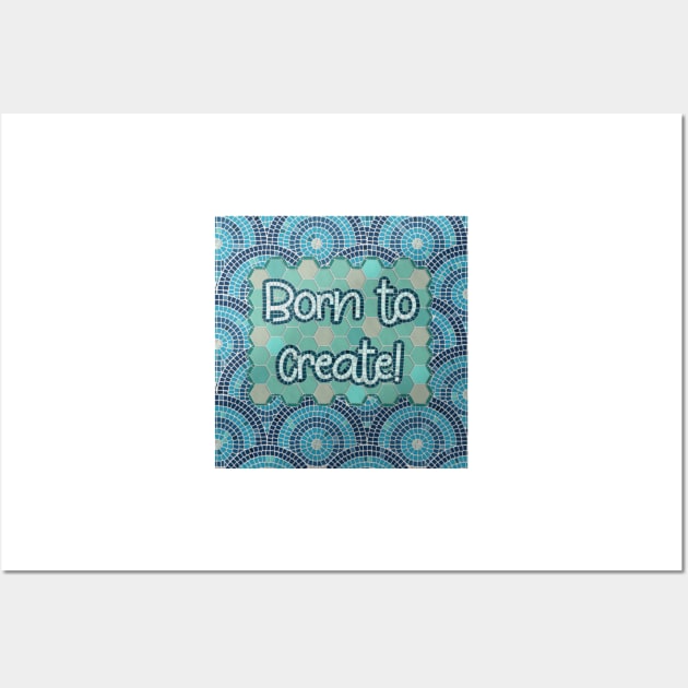 Born to Create Mosaic Art // Blue Tiled Pattern Wall Art by creativebakergb